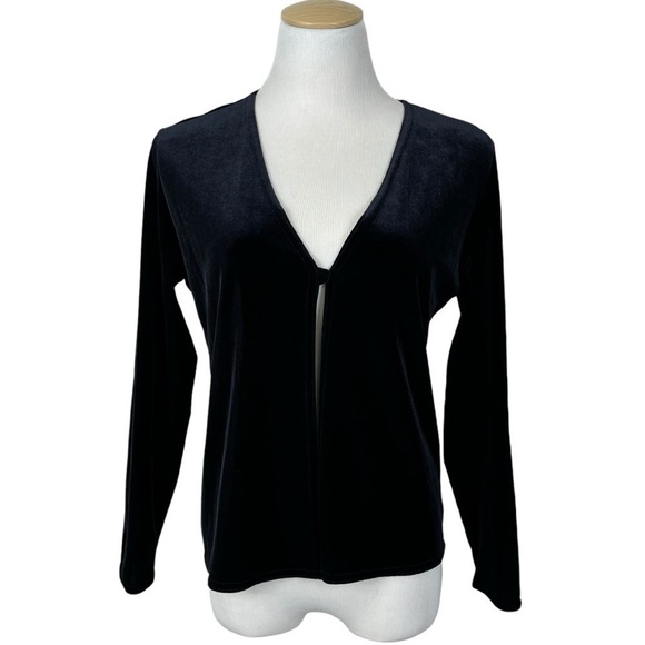 Vintage 90’s Y2K Black Velvet Single Button Whimsigoth Witchy Cardigan Sz. Small - Picture 1 of 8